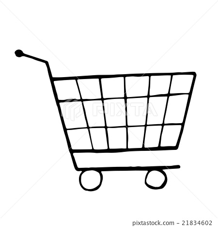 450x468 Vector Doodle Drawing Of Shopping Trolley - Cart Sketch