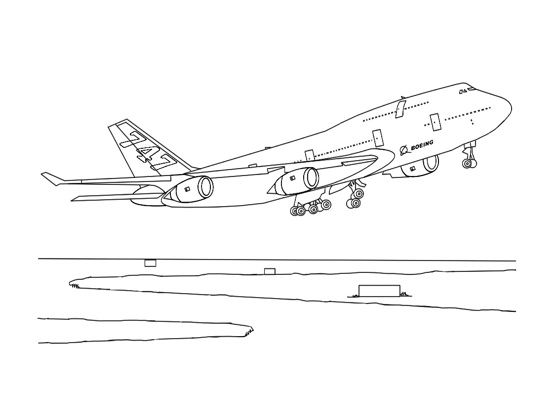 1126x797 Free Printable Airplane Coloring Pages For Kids - Cartoon Airplane Sketch