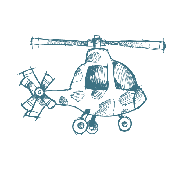 600x600 Helicopter Airplane Sketch - Cartoon Airplane Sketch