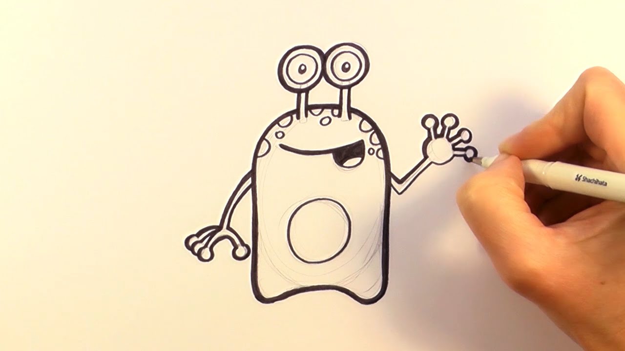 1280x720 How To Draw A Cartoon Alien - Cartoon Alien Sketch