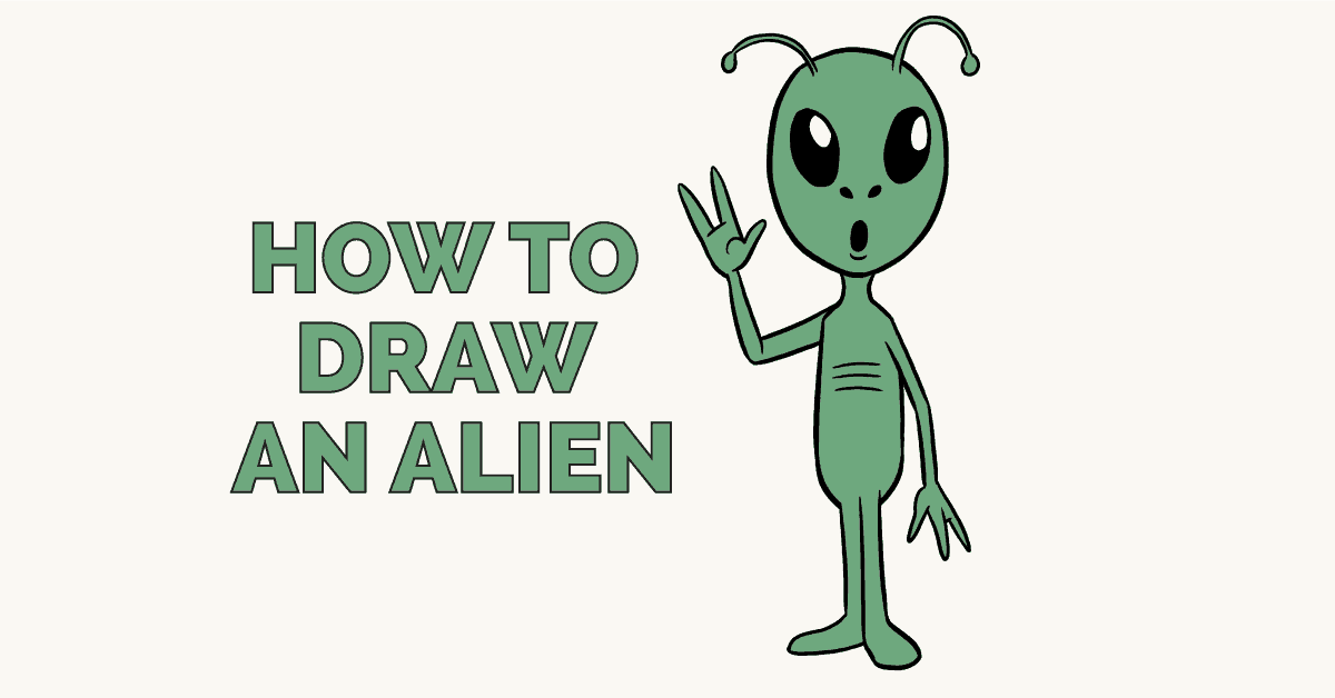 1200x628 How To Draw An Alien - Cartoon Alien Sketch
