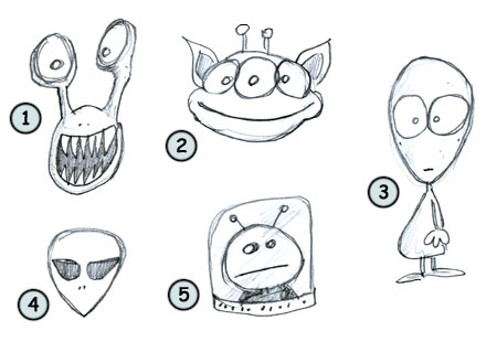 450x310 How To Draw Cartoon Aliens - Cartoon Alien Sketch