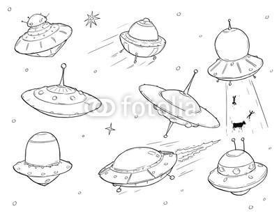 400x306 Set Of Cartoon Alien Ufo Space Ships Buy Photos Ap Images - Cartoon Alien Sketch