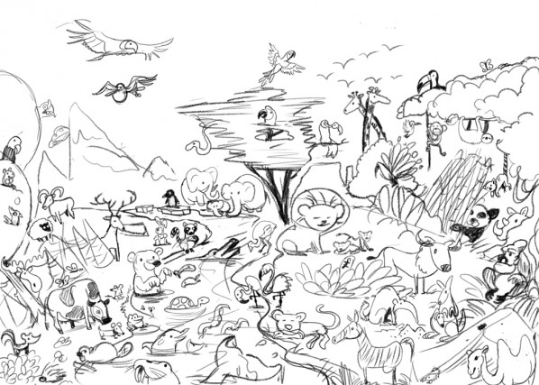 598x427 Earth Day 2012 Cartoon Animal Kingdom Cartoon - Cartoon Animal Sketches