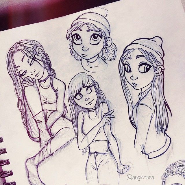 640x640 Sketching Some Girls - Cartoon Art Sketches