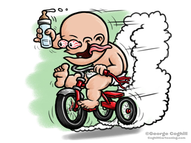 640x480 Baby Tricycle Hot Rod Cartoon Character Sketch - Cartoon Baby Sketch