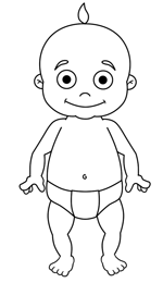 150x260 Cartoon Baby Step By Step Drawing Lesson - Cartoon Baby Sketch