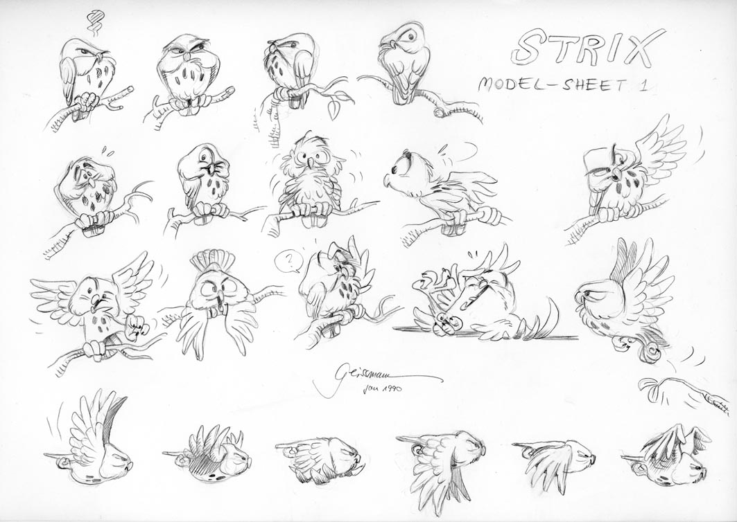 1063x754 The Art Of Thomas Geissmann - Cartoon Bird Sketch