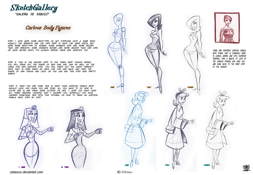 1000x692 How To Draw Cartoon Body Figures By Celaoxxx - Cartoon Body Sketch