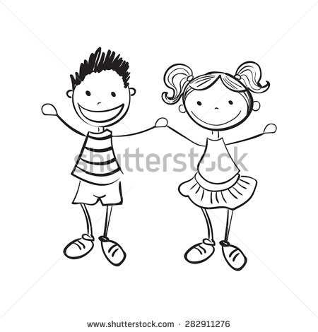 450x470 Cartoon Boys And Girls Black And White Gallery Images) - Cartoon Boy Sketch