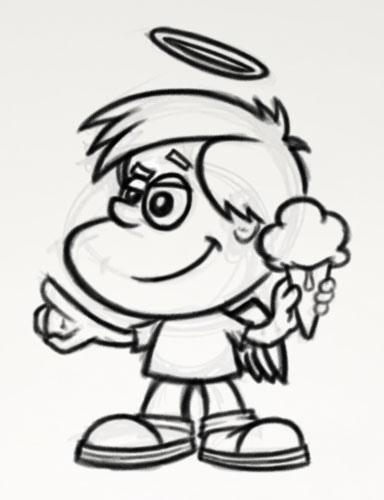 384x500 Angel Boy Sketch - Cartoon Boy Sketch