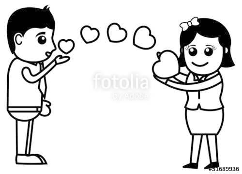 500x359 Cartoon Boy Giving Flying Kiss To His Girlfriend Stock Image And - Cartoon Boy Sketch