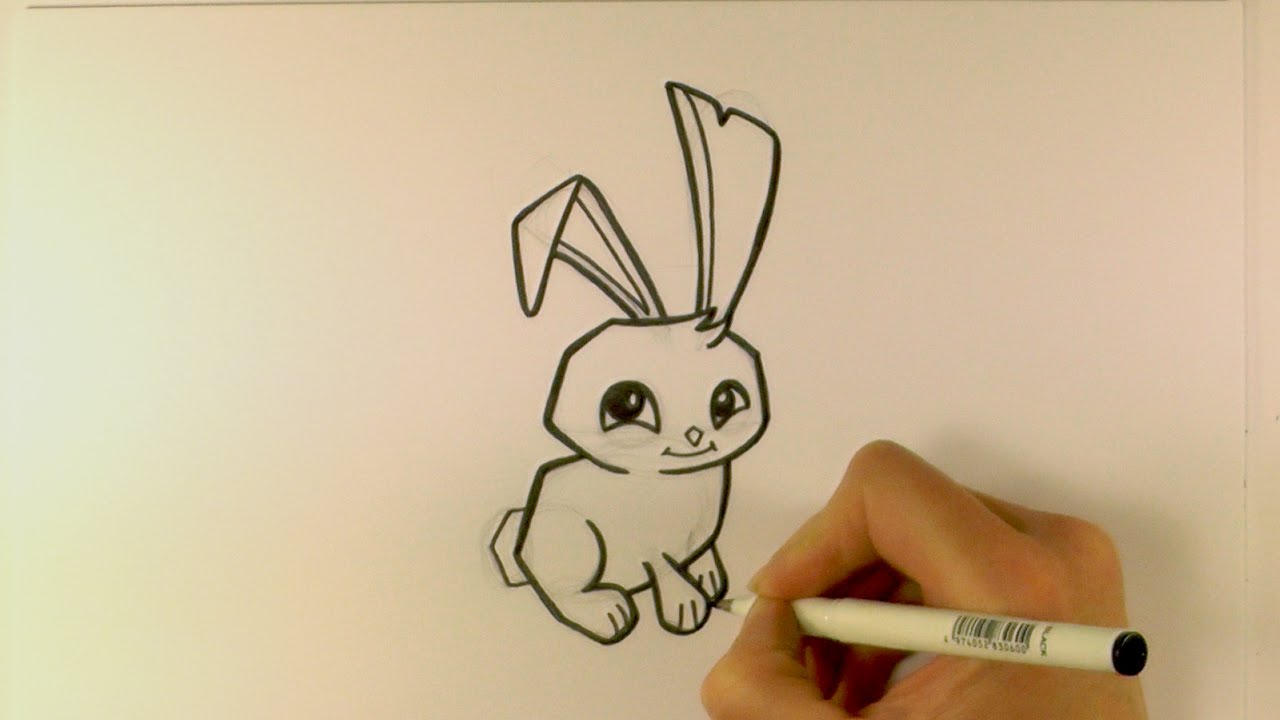 1280x720 How To Draw A Cartoon Bunny From Animal Jam - Cartoon Bunny Sketch