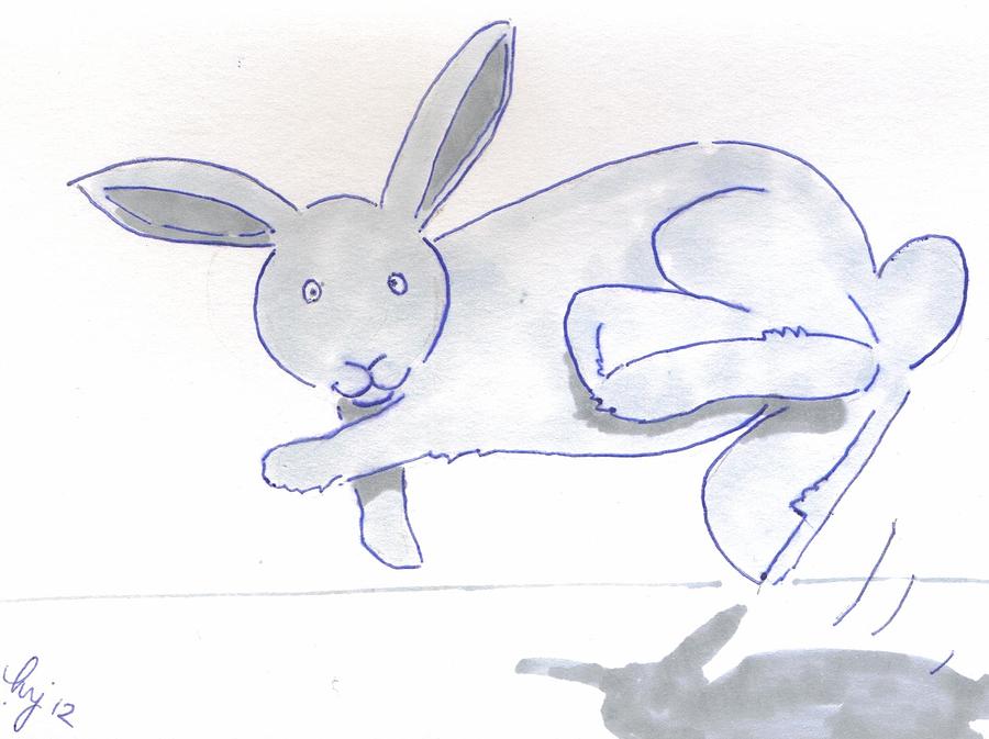 900x673 Bucking Bunny Rabbit Cartoon Drawing By Mike Jory - Cartoon Bunny Sketch