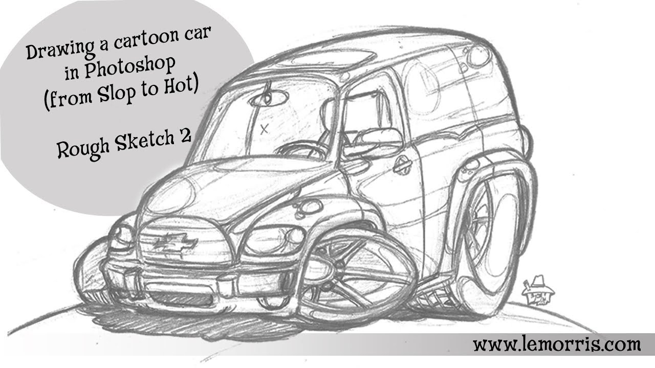 1280x720 Cartoon Car Drawing Real Time Rough Sketch 2 - Cartoon Car Sketch