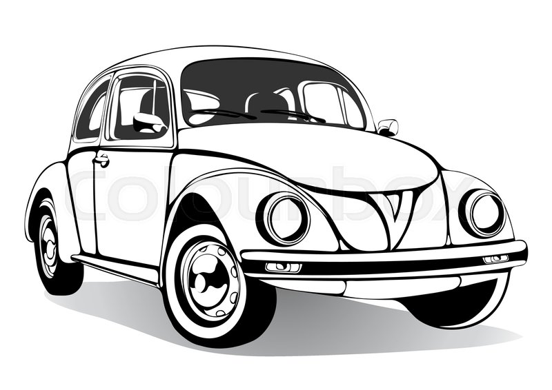 800x566 Vintage Car Sketch, Coloring Book, Black And White Drawing - Cartoon Car Sketch
