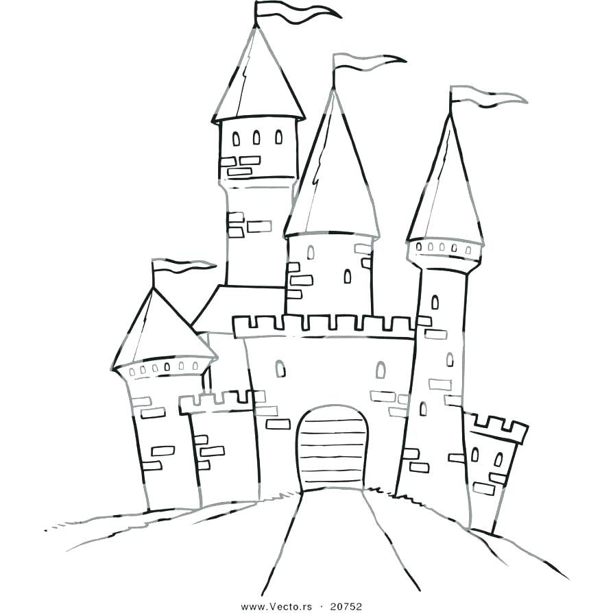 878x895 Castles Coloring Pages Castle Ice Cartoon Fairy For Toddler Free - Cartoon Castle Sketch