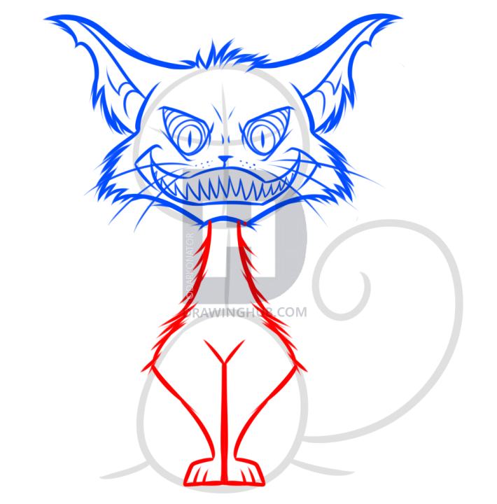 710x720 How To Draw A Spooky Cartoon Cat, Step By Step, Drawing Guide, By - Cartoon Cat Sketch