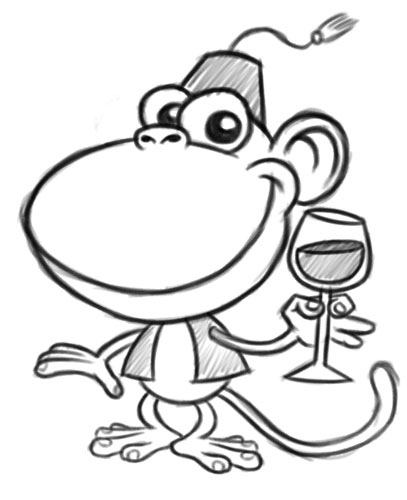 407x500 Monkey With Fez Cartoon Character Sketch Unused Sketch Of - Cartoon Characters Sketch