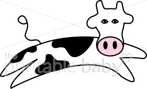 300x181 Jumping Cow Cartoon Clipart Barnyard Clipart - Cartoon Cow Sketch