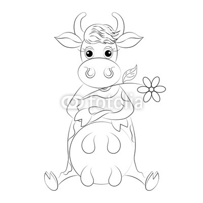 400x400 Sketch Cartoon Cow Sitting, For Children Coloring Book. Buy - Cartoon Cow Sketch