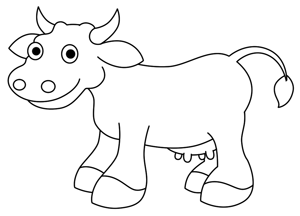 300x216 Draw A Cow Drawing, Caligraphy And Art Instructions - Cartoon Cow Sketch