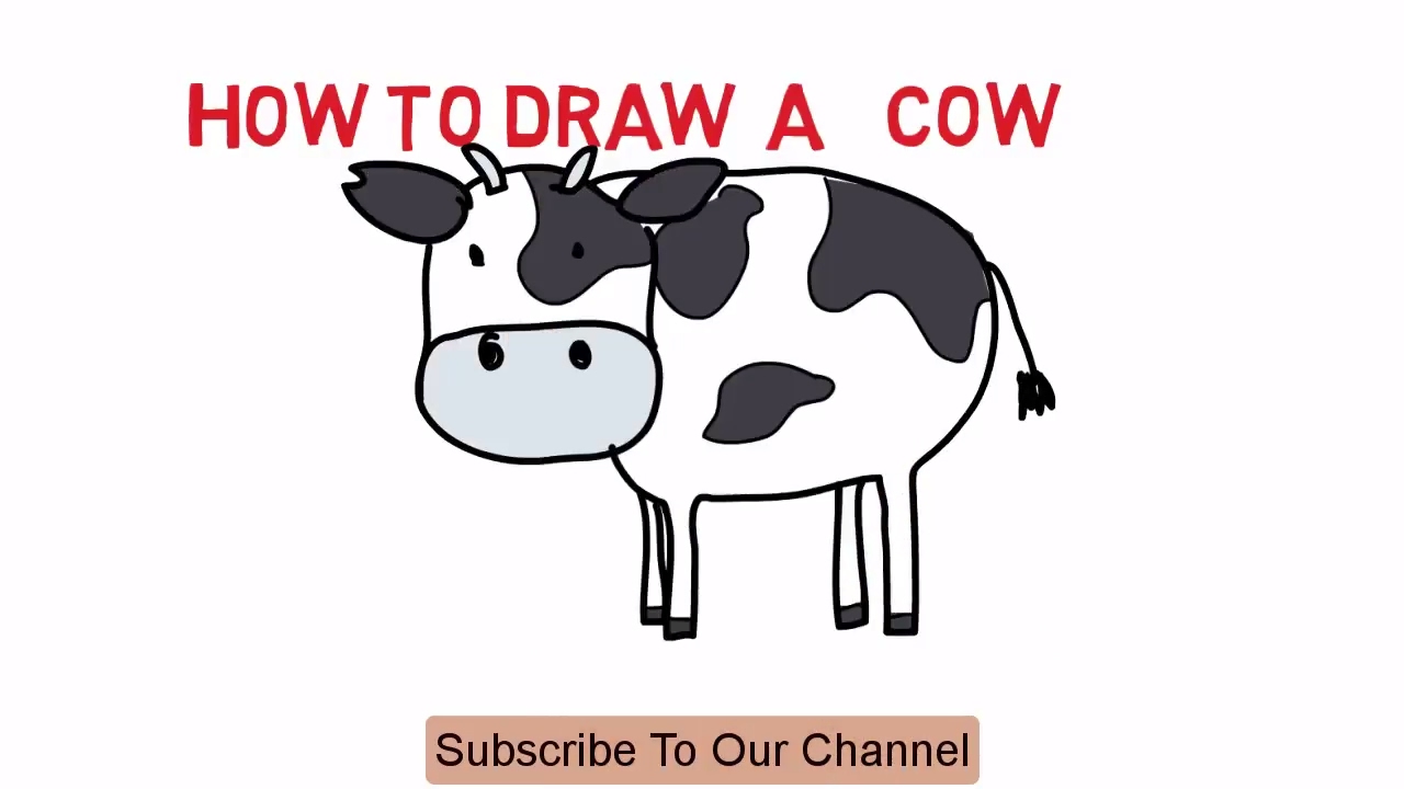 1280x720 Cow How To Draw A Cow Cartoon Easy Sketch Drawing Video Demo - Cartoon Cow Sketch