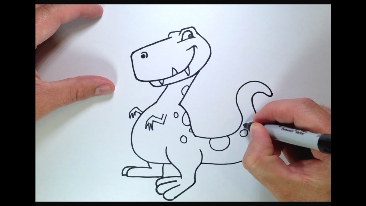1280x720 How To Draw A Cartoon Dinosaur - Cartoon Dinosaur Sketch