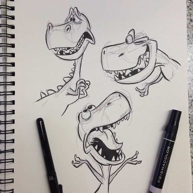 640x640 This Dino Reminds Me Of Rex From Toy Story Easy Drawing - Cartoon Dinosaur Sketch