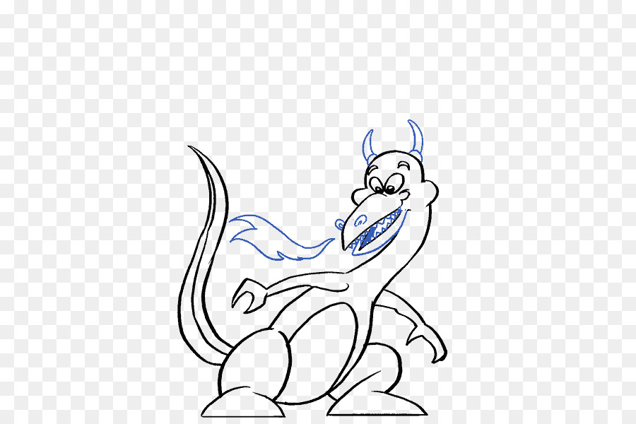 900x600 Drawing Cartoon Image Sketch Line Art - Cartoon Dragon Sketch