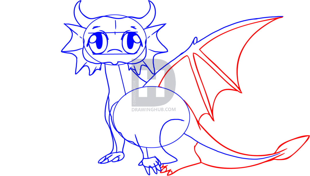1080x615 How To Draw A Cartoon Dragon, Step By Step, Drawing Guide, By - Cartoon Dragon Sketch