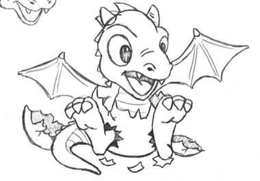 380x265 Baby Dragon Drawing Tattoo Ideas Piercing Dragon - Cartoon Dragon Sketch