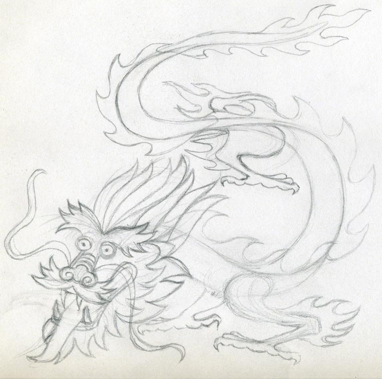 771x765 Dragon Drawing Simple And Perfect - Cartoon Dragon Sketch