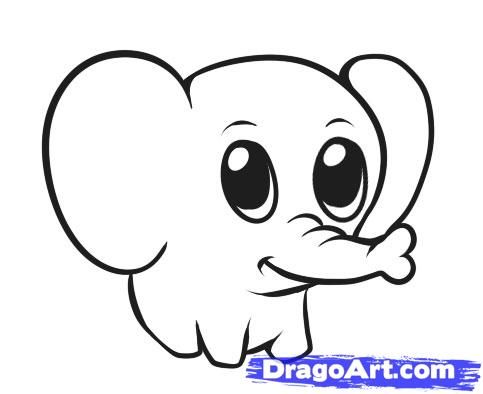 483x394 Step 6. How To Draw A Simple Elephant Things To Draw - Cartoon Elephant Sketch