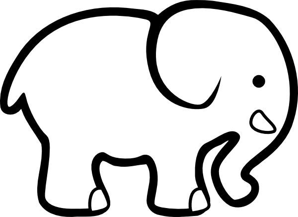 600x436 Elephant Outline Cutouts - Cartoon Elephant Sketch