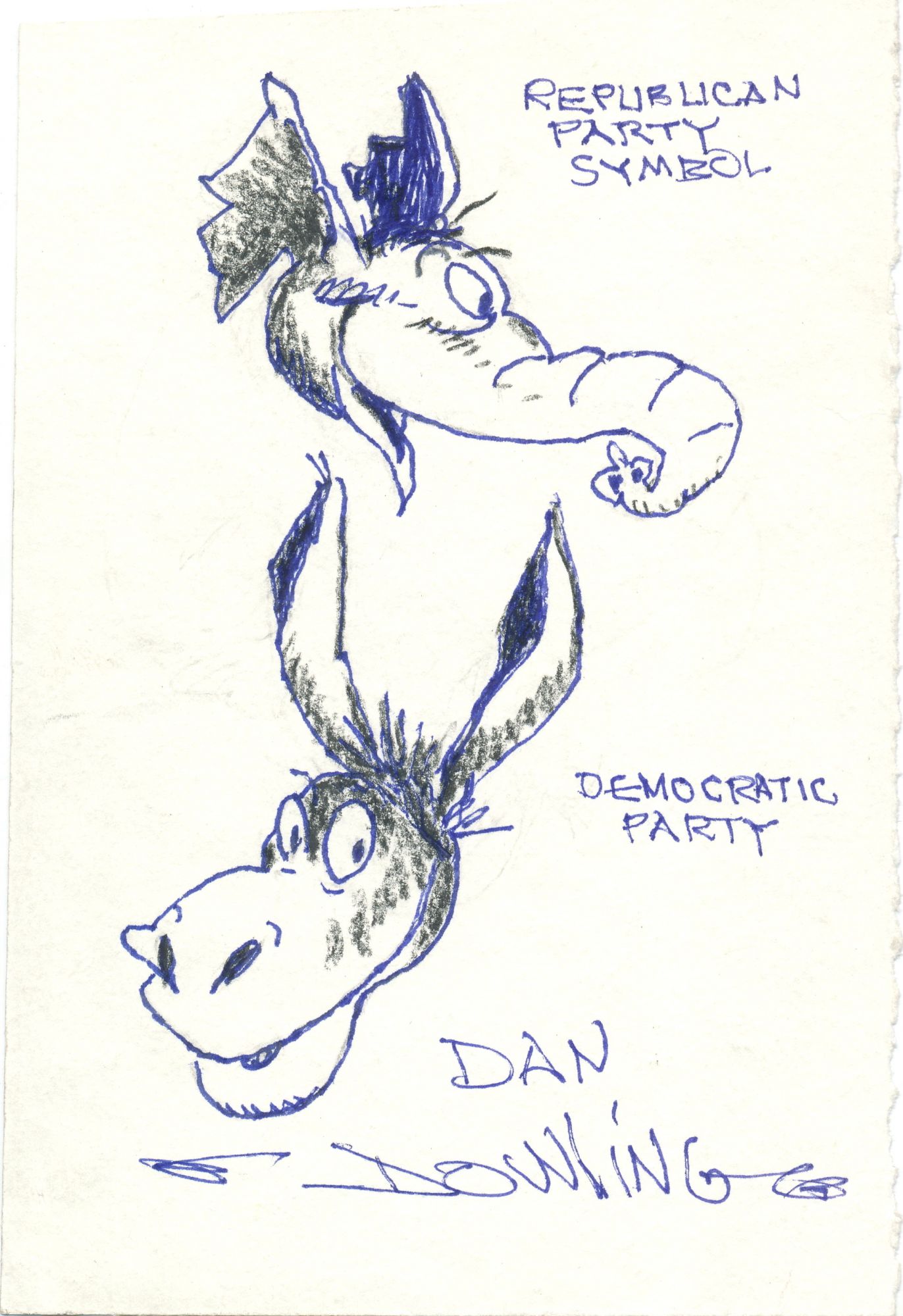 1372x2000 Dan Dowling An Engaging Cartoon Sketch Signed Of The Republican - Cartoon Elephant Sketch