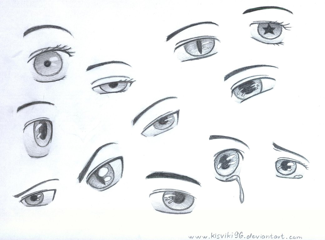1040x768 Drawing Vector Sad Eye Anime - Cartoon Eyes Sketch