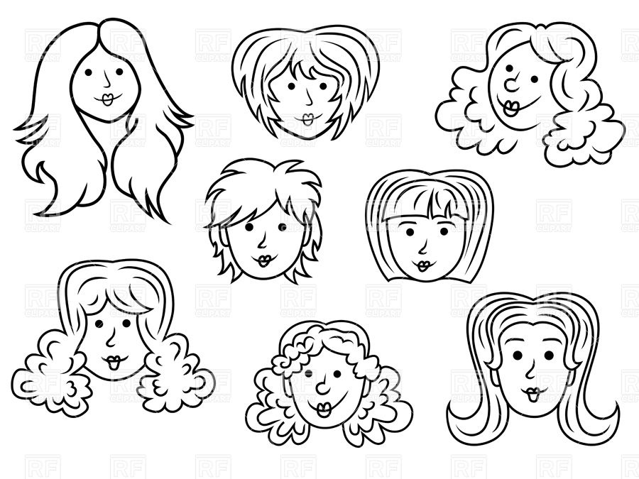 900x675 Sketches Of Funny Cartoon Woman Faces Vector Image Vector - Cartoon Face Sketch