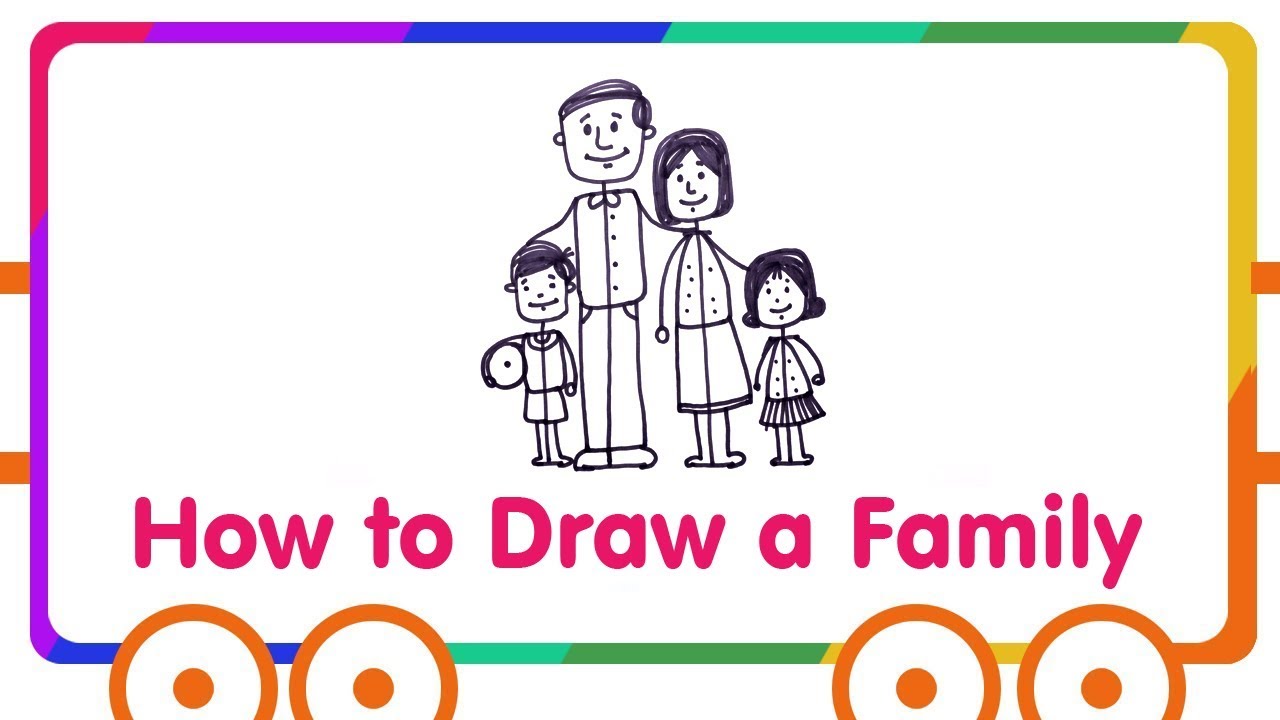 1280x720 Family Drawing For Kids - Cartoon Family Sketch
