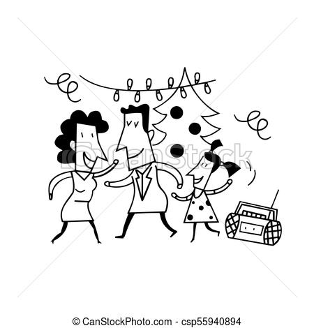 450x470 Family Feast On Cartoons. Family Party Cartoons. Drawing Sketch - Cartoon Family Sketch