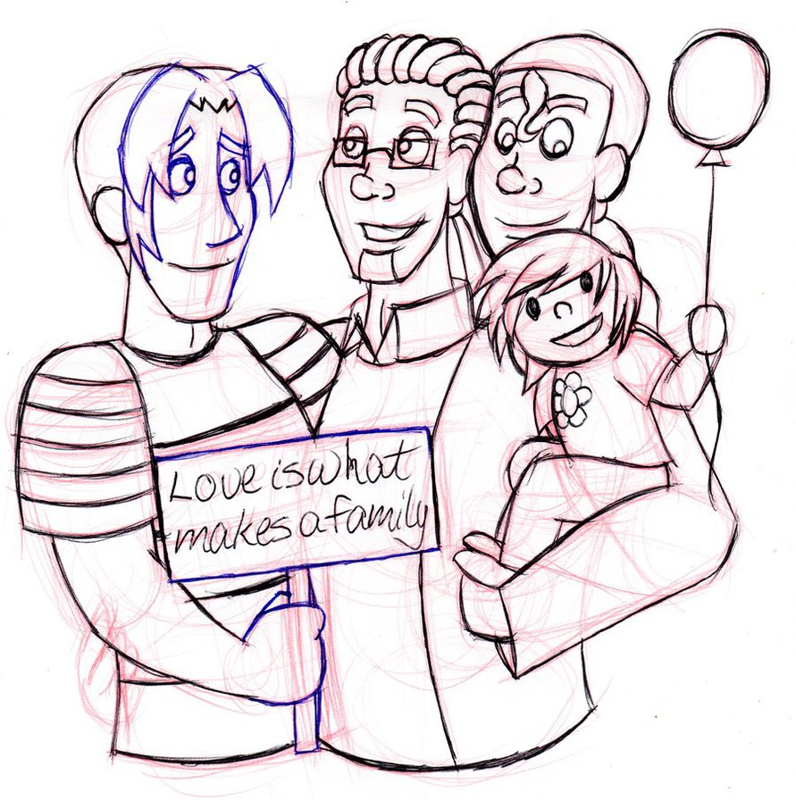 891x896 Love Is What Makes A Family Sketch By Gyzmo Grim - Cartoon Family Sketch