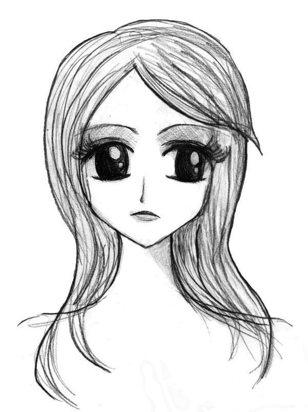 600x802 Beauty Anime Sketches, Drawings And Cartoon Girl - Cartoon Girl Sketch