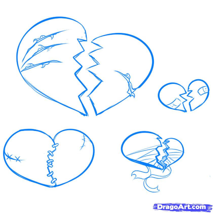 841x841 Drawn Hearts Wounded Heart - Cartoon Heart Sketch