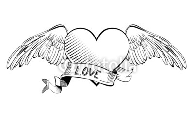 400x267 Heart With Banner Sketch Cartoon Vector Illustration Tidy Wall Mural - Cartoon Heart Sketch