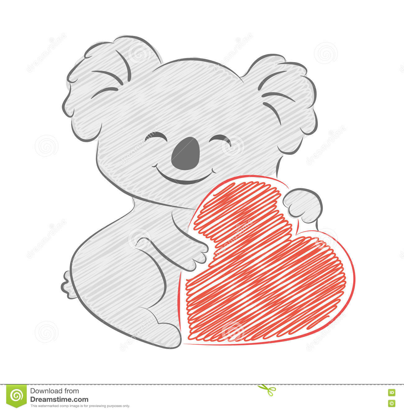 1300x1328 Painting Of Cartoon Pencil Cute Cartoon Koala Holding Heart Sketch - Cartoon Heart Sketch