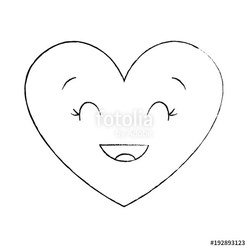 500x500 Cute Cartoon Heart Smiling Happy Character Vector Illustration - Cartoon Heart Sketch