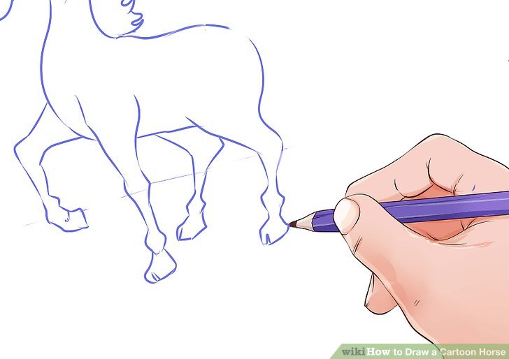 728x514 How To Draw A Cartoon Horse 10 Steps (With Pictures) - Cartoon Horse Sketch