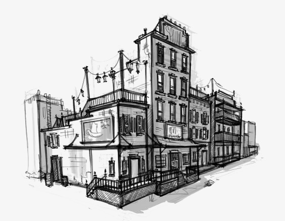 564x438 European Architecture, Sketch, Hand Painted House, Cartoon House - Cartoon House Sketch