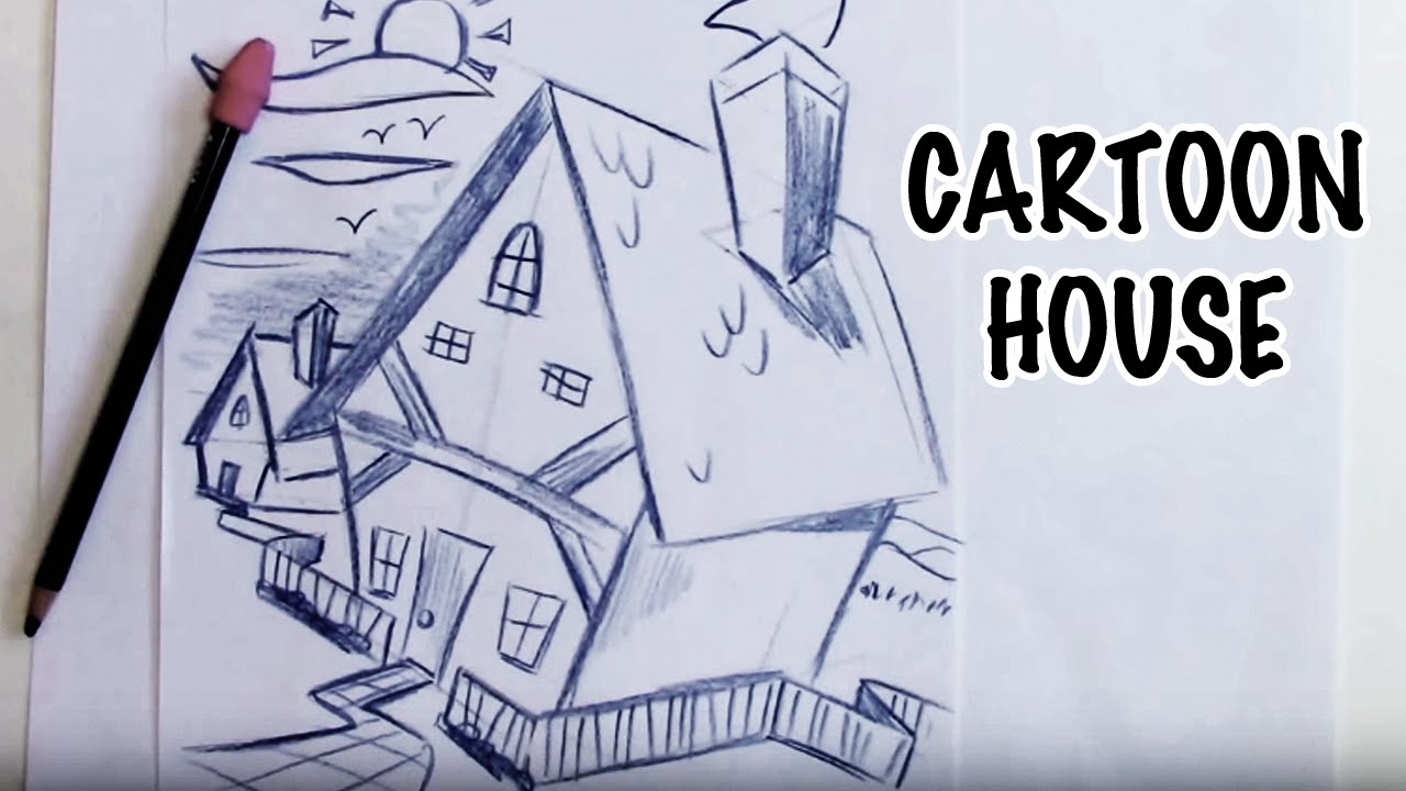 1280x720 How To Draw A Cartoon House Background (Step By Step) - Cartoon House Sketch