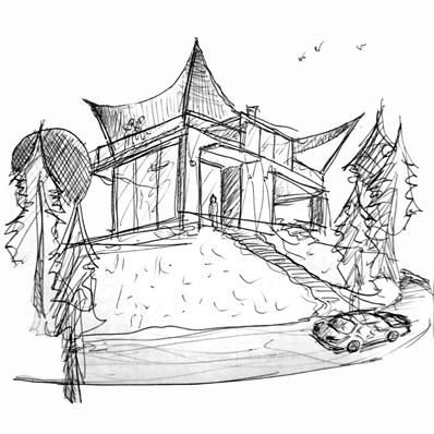 398x398 Architecture House Sketch Designer Fabio Santos - Cartoon House Sketch